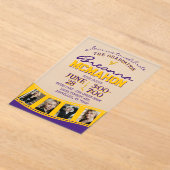 Paarse & Gouden Foto Afstuderen Filmstrip Frosted Acryl Uitnodigingen (Laagn)