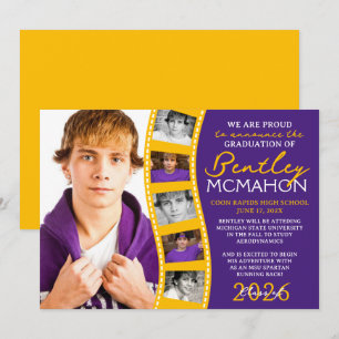 Paarse & gouden foto Filmstrip Afstudeerder Aankon Kaart