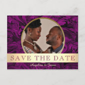 Paarse gouden foto's Sla de datum op Aankondigingskaart (Voorkant)