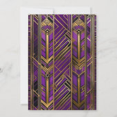 Paarse & Gouden Gatsby Art Deco 1920s Bruiloft Kaart (Achterkant)
