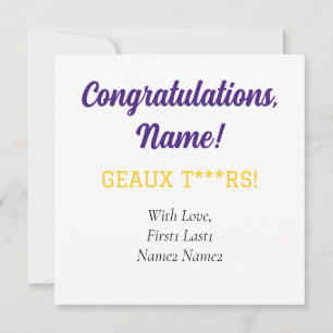 PAARSE, GOUDEN Geaux Gift Kaart Label