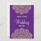 Paarse Gouden  Geïnspireerde Kant Elegante Huwelij Kaart (Voorkant)