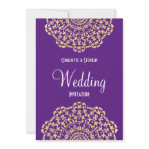 Paarse Gouden  Geïnspireerde Kant Elegante Huwelij