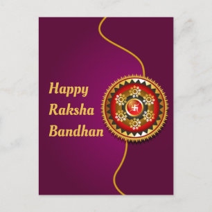 Paarse & Gouden Gelukkige Raksha Bandhan Briefkaart