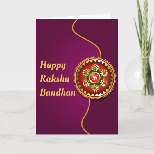 Paarse & Gouden Gelukkige Raksha Bandhan Kaart (Voorkant)