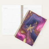 Paarse Gouden Geode Agate Monogram Schrift Naam Planner (Display)