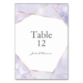 Paarse & Gouden Geometrische Trouwtafelnummers Kaart (Voorkant)