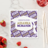 Paarse & gouden gepersonaliseerde Graduation Cap p Servet (Insitu)