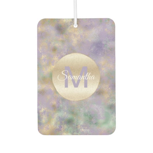 Paarse gouden glam Blauwgroen Abstract monogram Luchtverfrisser (Voorkant)