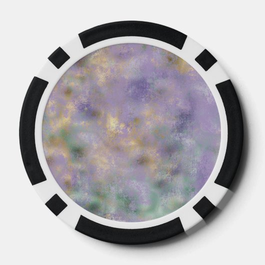 Paarse gouden glam Blauwgroen Abstract monogram Poker Chips (Achterkant)