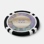 Paarse gouden glam Blauwgroen Abstract monogram Poker Chips (Enkel)
