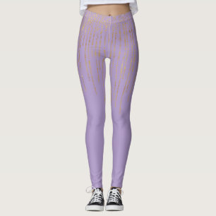 Paarse Gouden Glam Confetti Strepen Stippen Leggings