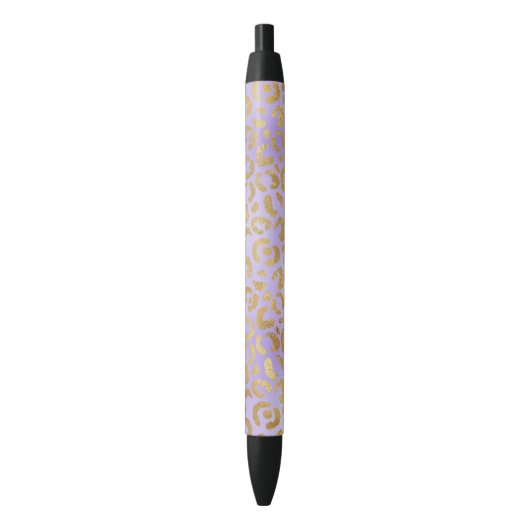 Paarse Gouden Glam Leopard Print Pen (Voorkant Verticaal)