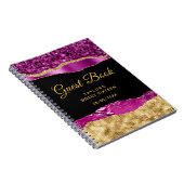 Paarse gouden glam tranen zoet zestien gastenboek notitieboek (Rechterzijde)