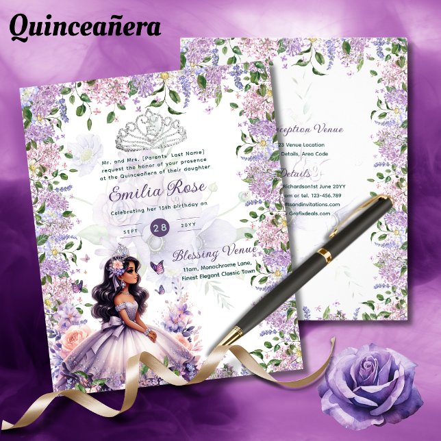 Paarse gouden glans Quinceanera-jurk bloemrozen (Creator heeft geüpload)