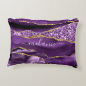 Paarse gouden glitter aangepaste Jouw naam accent  Accent Kussen (Achterkant)