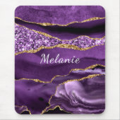 Paarse gouden glitter aangepaste Jouw naam Muismat (Voorkant)