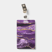 Paarse gouden glitter aangepaste naam badge (Achterkant met clip)