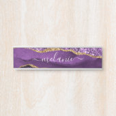 Paarse Gouden Glitter Aangepaste Naam Deurteken Deurbordje (Voorkant)