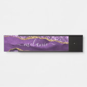 Paarse Gouden Glitter Aangepaste Naam Deurteken Deurbordje (Voorkant)