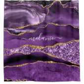 Paarse gouden glitter aangepaste naam douchegordij douchegordijn (Voorkant)