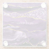 Paarse gouden glitter aangepaste naam glas Onderze Glazen Onderzetter (Achterkant)