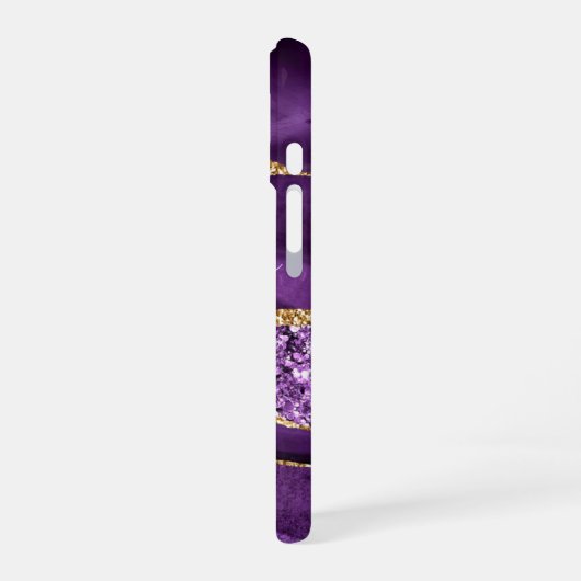 Paarse Gouden Glitter Aangepaste Naam iPhone Case iPhone 16 Hoesje (Linkerkant)