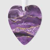 Paarse gouden glitter aangepaste naam kerst orname ornament (voorkant)