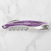 Paarse gouden glitter aangepaste naam ober's Kurke Kurkentrekker (Achterkant)