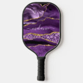 Paarse gouden glitter aangepaste naam pickleball p paddle (Achterkant)