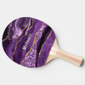 Paarse Gouden Glitter Aangepaste Naam Ping Pong Pa Tafeltennisbatje (Zijkant)