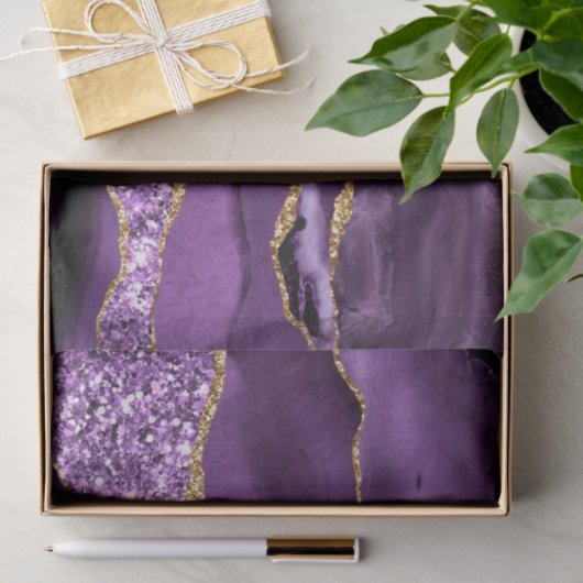 Paarse gouden glitter aangepaste naam tissuepapier (Geschenk)