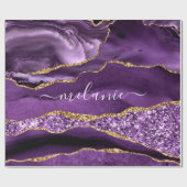 Paarse Gouden Glitter Aangepaste Naam Verpakkingsp Cadeaupapier (Vlak)