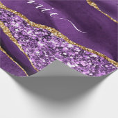 Paarse Gouden Glitter Aangepaste Naam Verpakkingsp Cadeaupapier (Hoek)