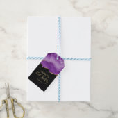 Paarse Gouden Glitter Abstract Waterverf Marmer Cadeaulabel (Met Touw)