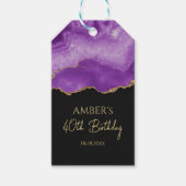 Paarse Gouden Glitter Abstract Waterverf Marmer Cadeaulabel (Voorkant)