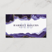 Paarse gouden glitter agaat make-up artiest Initia Visitekaartje (Achterkant)