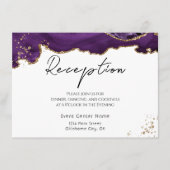 Paarse Gouden Glitter Agate Steen Bruiloft Informatiekaartje (Voorkant)