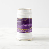 Paarse Gouden Glitter Beer Stein met aangepaste na Bierpul (Center)