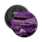 Paarse Gouden Glitter Bottle Opener met Aangepaste (Voorkant)