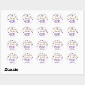 Paarse Gouden Glitter Confetti Afstuderen 2021 Ronde Sticker (Vel)