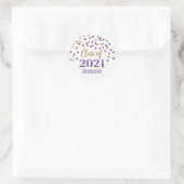 Paarse Gouden Glitter Confetti Afstuderen 2021 Ronde Sticker (Tas)