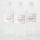 Paarse gouden glitter Confetti Afstuderen Waterfles Etiket (Flessen)