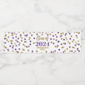 Paarse gouden glitter Confetti Afstuderen Waterfles Etiket (Enkel label)