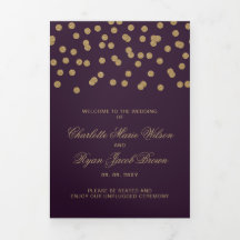 Paarse gouden glitter Confetti foto bruiloft