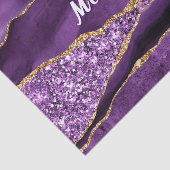 Paarse Gouden Glitter Custom Naam Tissuepapier (Detail)