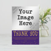Paarse & Gouden Glitter DANK U--handwrite op de ac Bedankkaart (Staand voorkant)