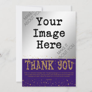 Paarse & Gouden Glitter DANK U--handwrite op de ac Bedankkaart