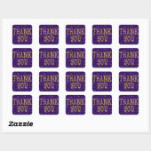 Paarse & gouden glitter dank u (kleur wijzigen) vierkante sticker (Vel)