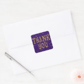 Paarse & gouden glitter dank u (kleur wijzigen) vierkante sticker (Envelop)